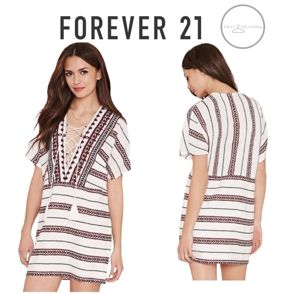 FOREVER 21 Boho Style Lace-Up Dress Size Small